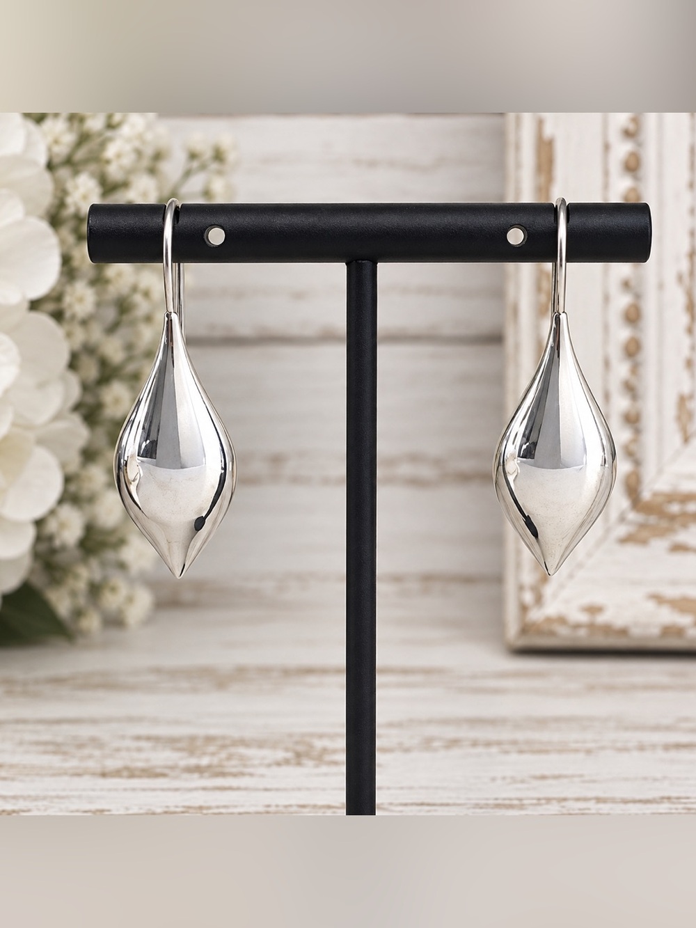 Michael Dawkins 925 Sterling Sculptural Teardrop Drop Earrings